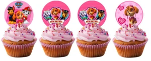 opłatki na Muffinki PSI PATROL różowe śr. 5cm/20szt