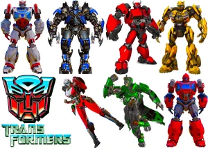 TRANSFORMERS + 7 postaci + logo