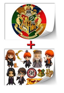 Opłatek na tort HARRY POTTER  Zestaw: okrąg na górę i postacie na bok tortu