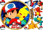 Opłatek na tort POKEMONY PIKACHU - zestaw na górę i boki tortu wzór, XPOK 01