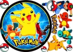 Opłatek na tort POKEMONY PIKACHU - zestaw na górę i boki tortu wzór, XPOK 08